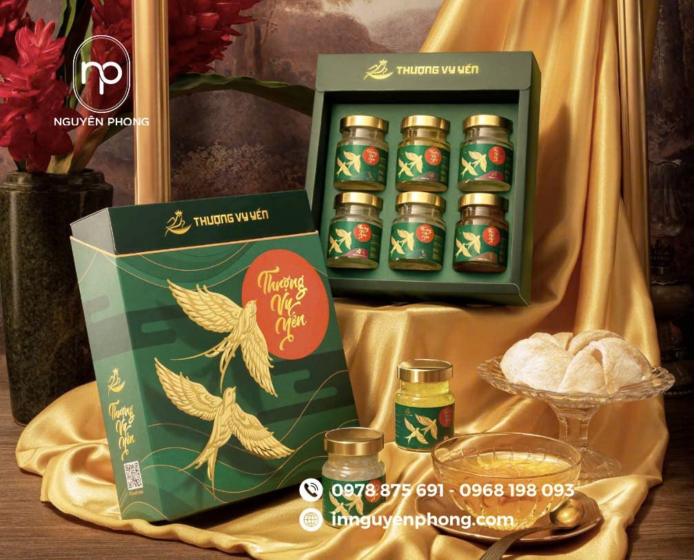 Mẫu hộp đựng yến sào in ép kim logo 